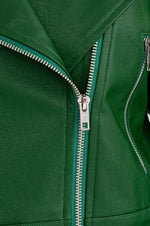 Green Moto Leather Jacket