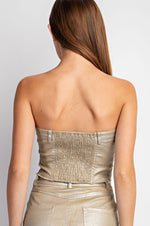 Taupe gold foil tube top