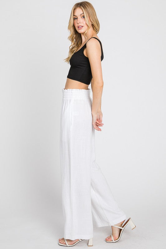 White Pants with Scrunched Waistline