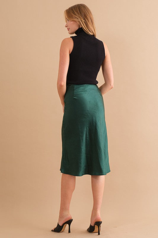 Forest green midi skirt