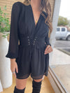 Chiffon Smocked Corset Belted Romper