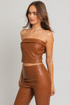 Brown leather tube top