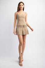 Taupe washed twill dress