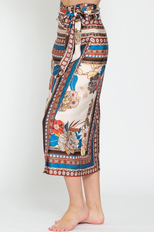 Colorful Overlapping Wrap Skirt
