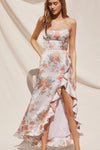 Dreamy floral satin maxi dress