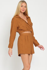 Brown Rust crop top and shorts set