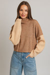 Neutral color block oversized sweater