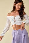 Lace-Up Off the Shoulder Long Sleeve Top