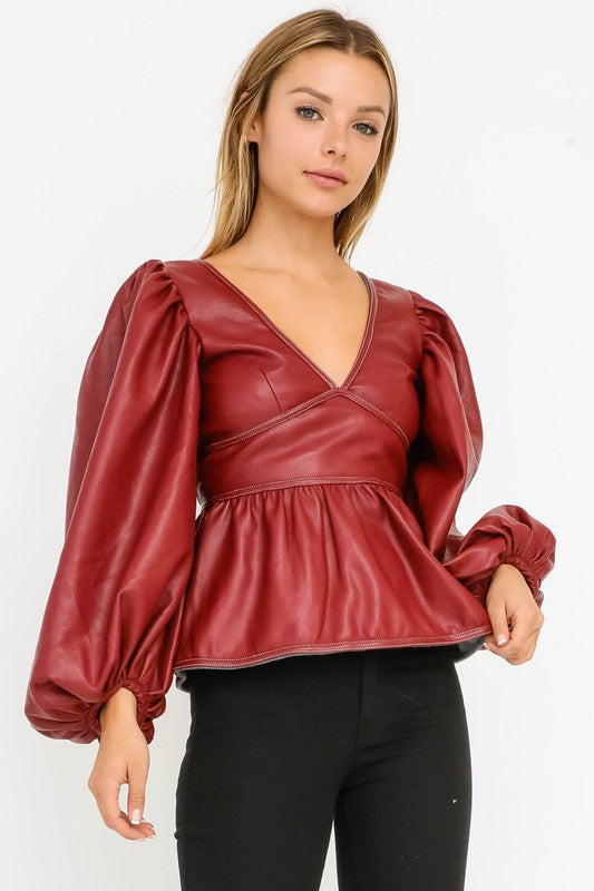 Burgundy leather top