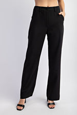 Black textured woven long pants