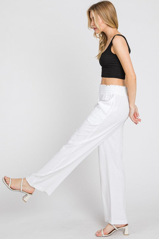 White Pants with Scrunched Waistline