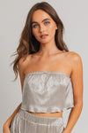 Silver pleated tube top