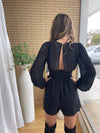 Chiffon Smocked Corset Belted Romper