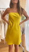 Mustard Mini Strapless Dress