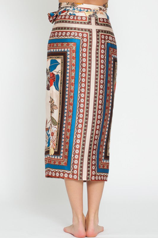 Colorful Overlapping Wrap Skirt