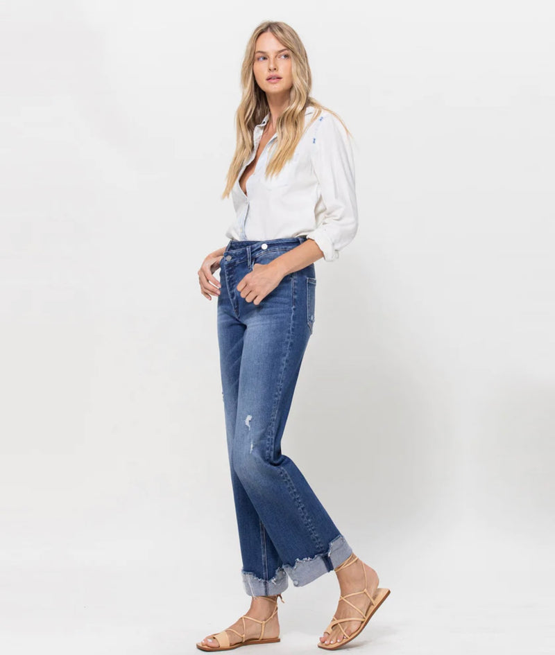 Living On The Sky - Criss Cross Stretch 90's Dad with Single Cuff jeans