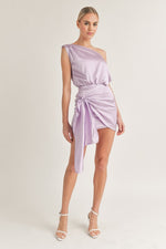 Lavender Asymmetrical One Shoulder Dress