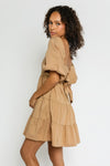 Light brown puff sleeve dress