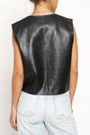 Boxy leather black vest
