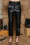 High waist black Leather Trousers