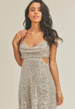 Silver Sparkle Mini Cutout Dress